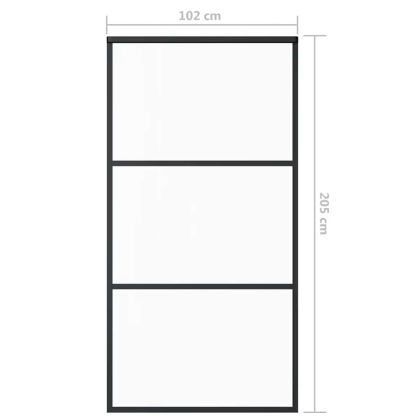 Плъзгаща врата, ESG стъкло и алуминий, 102x205 см, черна