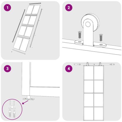 Плъзгаща се врата матирано ESG стъкло и алуминий 76x205 см бяла