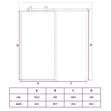 Плъзгаща се врата, черна, 102,5x205 см, ESG стъкло и алуминий