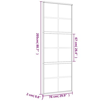 Плъзгаща се врата 76x205 см прозрачно ESG стъкло и алуминий