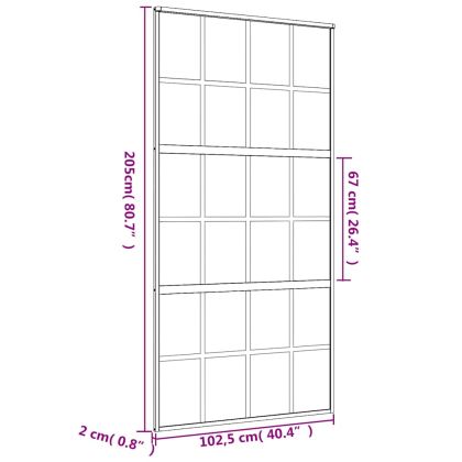 Плъзгаща се врата 102,5x205 см прозрачно ESG стъкло и алуминий