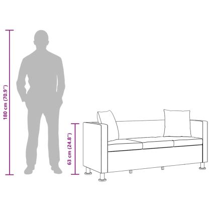 3-местен диван, изкуствена кожа, бял
