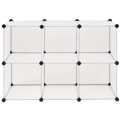 Шкаф за съхранение, на кубове, 6 отделения, бял