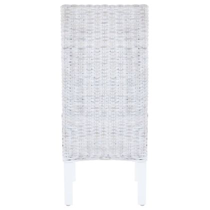 Трапезни столове, 4 бр, бели, кубу ратан и манго дърво