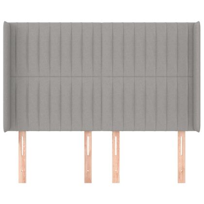 Горна табла за легло с уши, светлосива, 147x16x118/128 см, плат