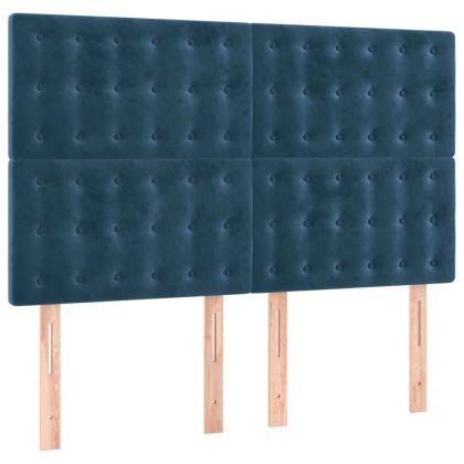 Боксспринг легло с матрак, тъмносиня, 140x190 см, кадифе