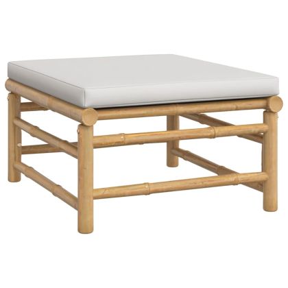 Градински лаундж комплект, 11 части, сиви възглавници, бамбук