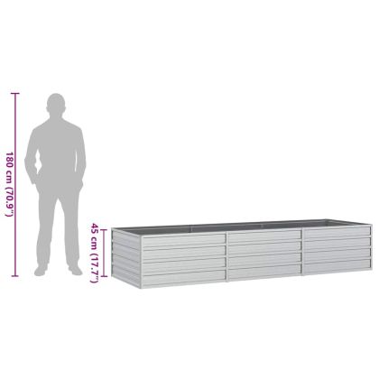 Повдигната градинска леха, 240x80x45 см, стомана, сребриста