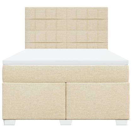 Боксспринг легло с матрак, кремава, 160x200 см, плат