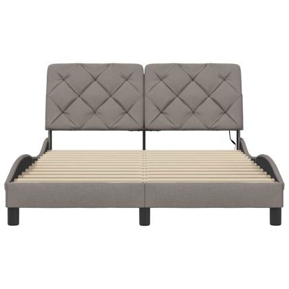 Рамка за легло със светодиод без матрак, таупе, 140x200 см плат