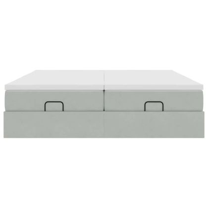 Османска легло с матраци, светлосиво, 200x200 см, кадифе