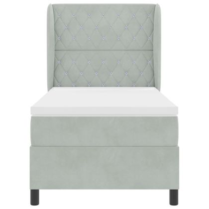 Легло с пружинирана основа Светлосиво 200 x 100 cm Полиестер