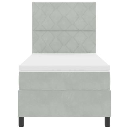 LED кутия за пружини с легло Светлосиво 100 x 200 cm текстил