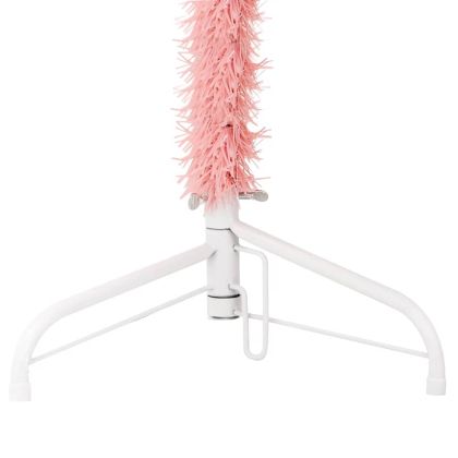 Тънка изкуствена половин коледна елха със стойка розова 120 см