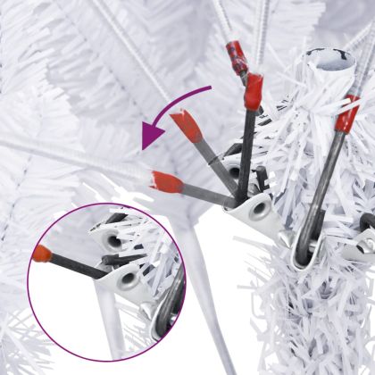 Изкуствена коледна елха с шарнири и стойка бяла 120 см
