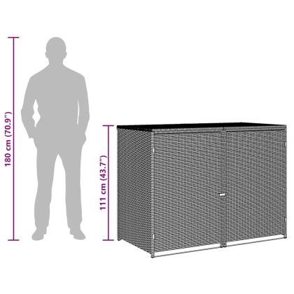 Двоен навес за кофа за смет полиратан антрацит 148x77x111 cм