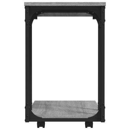 Странична маса с колела сив сонома 50x35x55,5см инженерно дърво