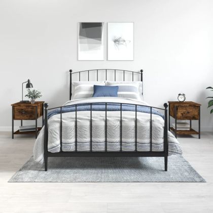 Нощни масички, 2 бр, опушен дъб, 34x35,5x45 см, инженерно дърво