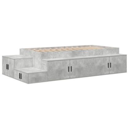 Легло с място за съхранение със съхранение Циментено сиво 90 cm