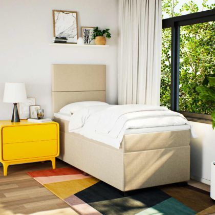 Боксспринг легло с матрак, кремава, 80x200 см, плат