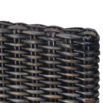 Трапезни столове, 4 бр, черни, кубу ратан и мангова дървесина