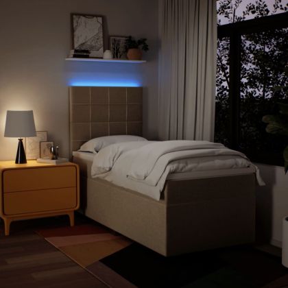 Боксспринг легло с матрак, кремава, 80x200 см, плат