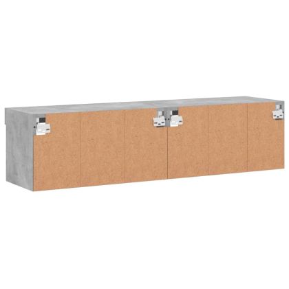 ТВ шкафове с LED осветление 2 бр бетонно сиви 60x30x30 см