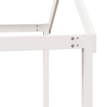 Двуетажно легло с покрив, бял, 80x200 см, борово дърво масив