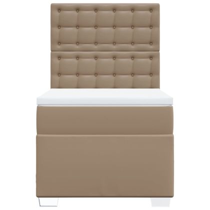 Боксспринг легло с матрак, капучино, 90x200 см, изкуствена кожа