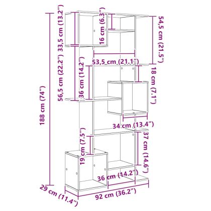Шкаф за книги Черен дъб 92 x 29 x 188 см Инженерно дърво