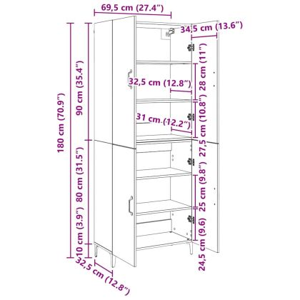 Висок шкаф 2 pcs Черния дъб Инженерно дърво
