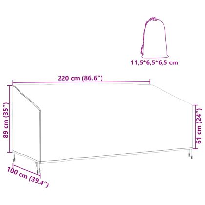 Калъф за градинска пейка 220 x 100 x 89 см