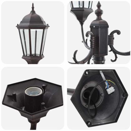 Светлинен стълб за градина Бронзов Алуминий, стъкло