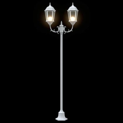 Светлинен стълб за градина Бяло Алуминий и Стъкло