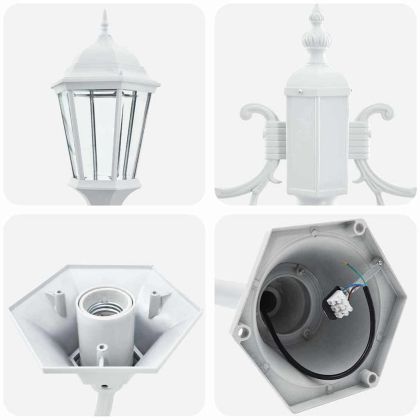 Светлинен стълб за градина Бяло Алуминий и Стъкло