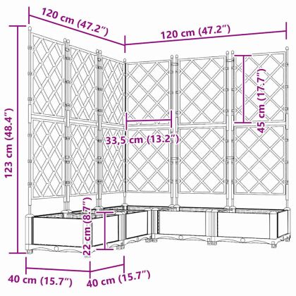 Градинска саксия с решетка 5 pcs Кафяво 120 x 120 x 125.5 см ПП