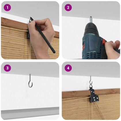 Ролетна щора С завеси Кафяво 60 x 220 см бамбук