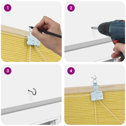 Ролетна щора С завеси Жълто 150 x 160 cm бамбук