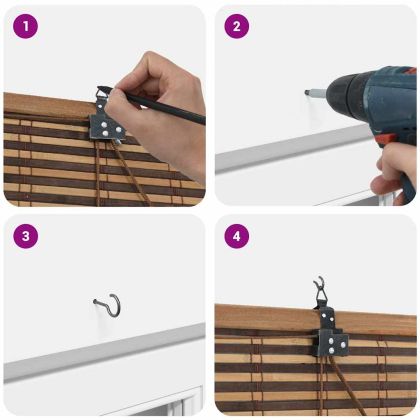 Ролетна щора С завеси Кафяво 110 x 160 cm бамбук