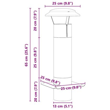 Разширение за комин Сребрист 25 x 25 x 65 см Неръждаема стомана
