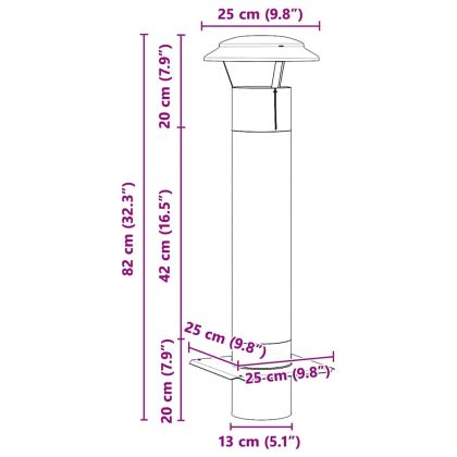 Разширение за комин Сребрист 25 x 25 x 82 см Неръждаема стомана