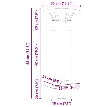 Разширение за комин Сребрист 35 x 35 x 82 см Неръждаема стомана