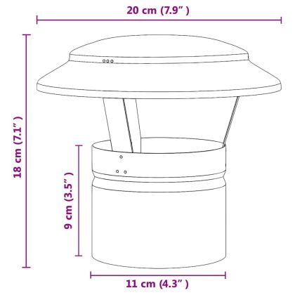 Дъждобран за комин Сребрист 20 x 20 x 18 см Неръждаема стомана