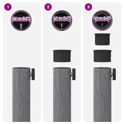 Основа за чадър Тъмен сив дървесен вид 48 x 48 x 32 см