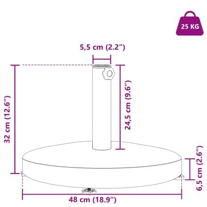 Основа за чадър Черно 48 x 48 x 32 см