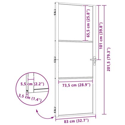 Вътрешна врата Черно 83 x 201.5 cm Закалено стъкло и алуминий