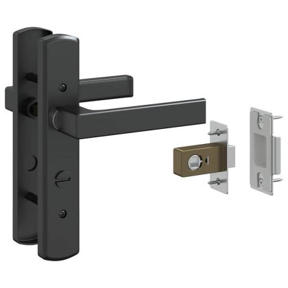 Вътрешна врата Черно 93 x 201.5 cm Закалено стъкло и алуминий