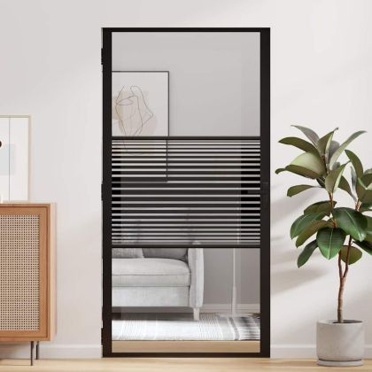 Стъклена врата На райета Черно 76 x 3.5 x 201.5 см Алуминий