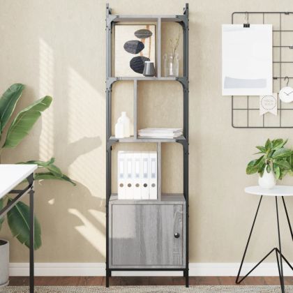 Библиотека с врата сив сонома 44,5x30x154,5 см инженерно дърво