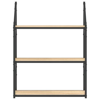 Стенен рафт на 3 нива сонома дъб 60x21x78,5 см инженерно дърво